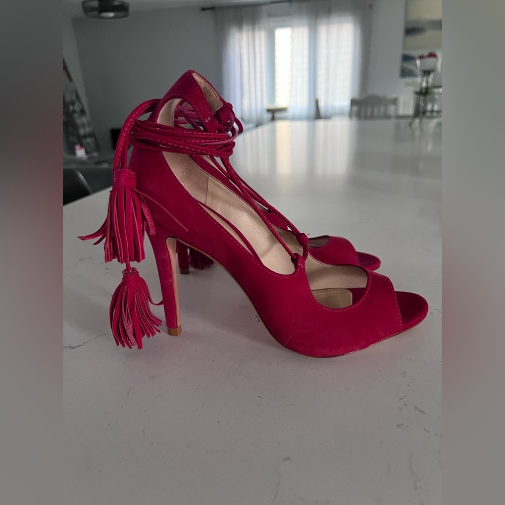 Schutz lace up heels red size 7.5
